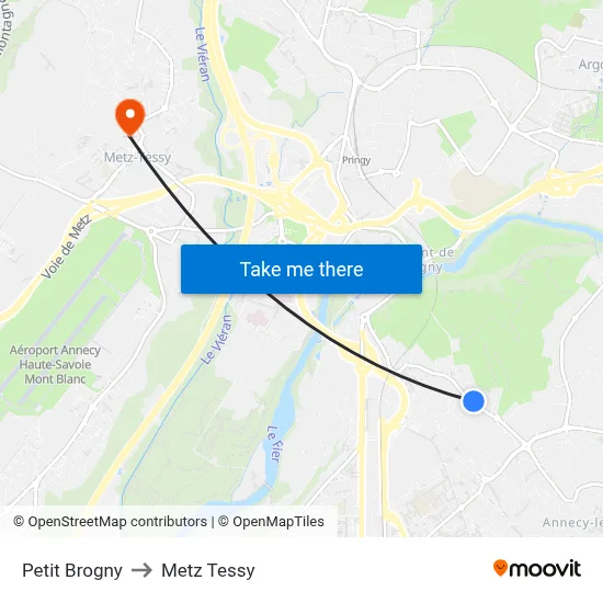 Petit Brogny to Metz Tessy map