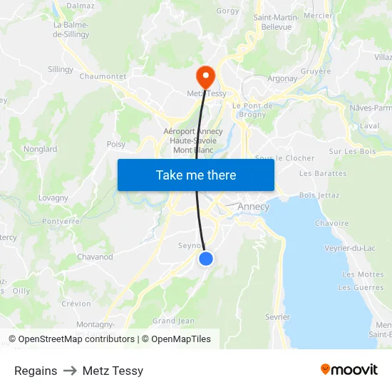 Regains to Metz Tessy map