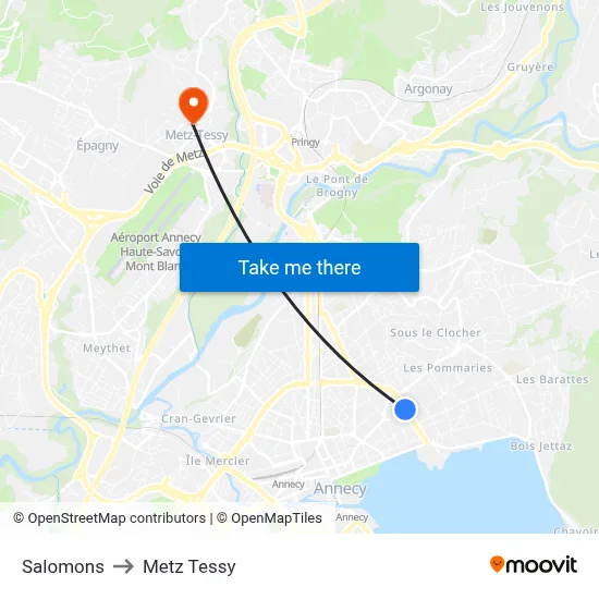 Salomons to Metz Tessy map