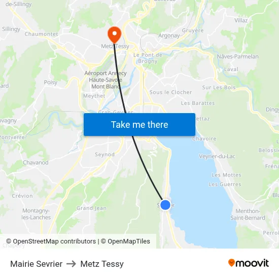 Mairie Sevrier to Metz Tessy map