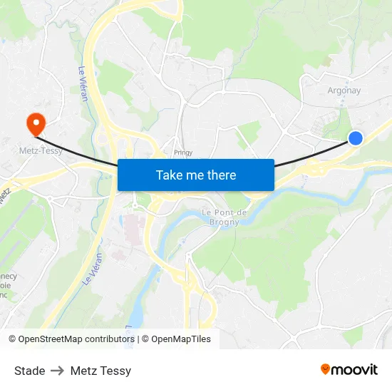 Stade to Metz Tessy map