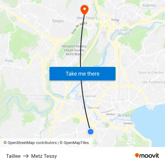 Taillee to Metz Tessy map