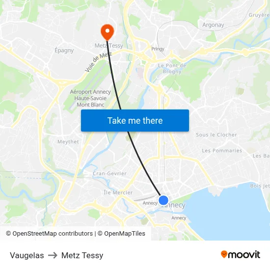 Vaugelas to Metz Tessy map