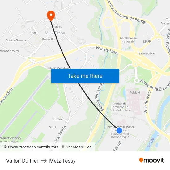 Vallon Du Fier to Metz Tessy map