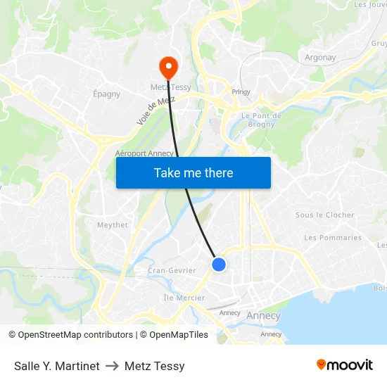 Salle Y. Martinet to Metz Tessy map