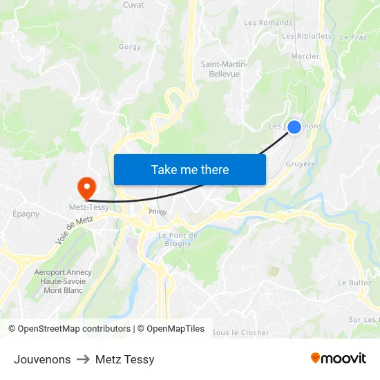 Jouvenons to Metz Tessy map