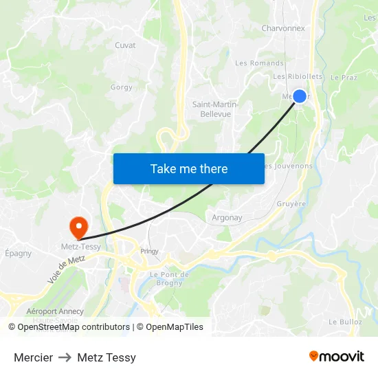 Mercier to Metz Tessy map