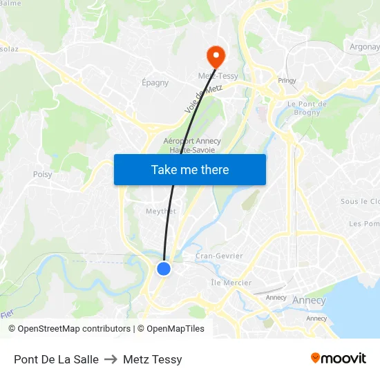 Pont De La Salle to Metz Tessy map