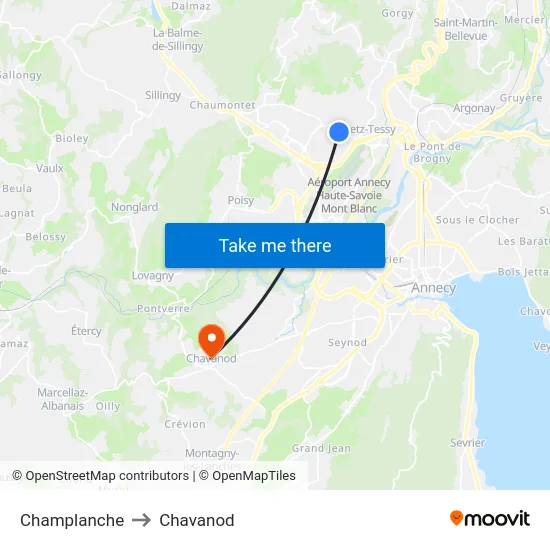 Champlanche to Chavanod map