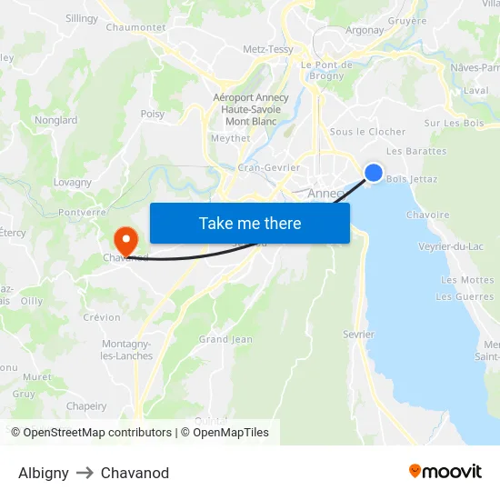 Albigny to Chavanod map