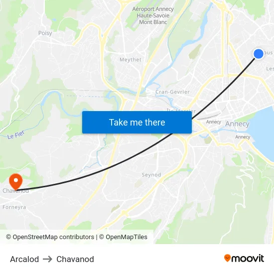 Arcalod to Chavanod map