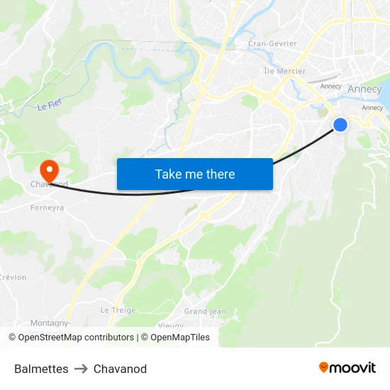 Balmettes to Chavanod map