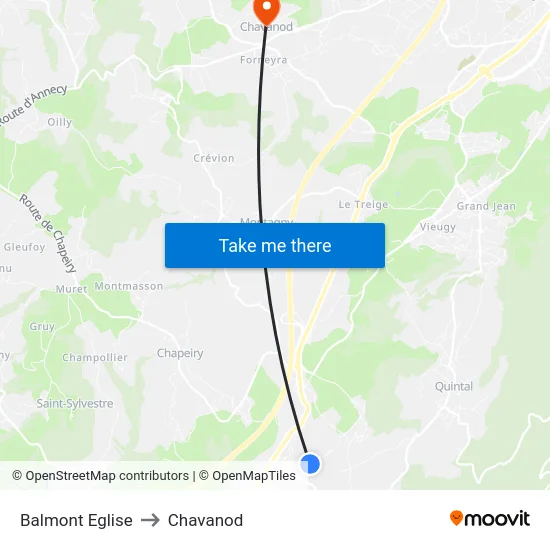 Balmont Eglise to Chavanod map