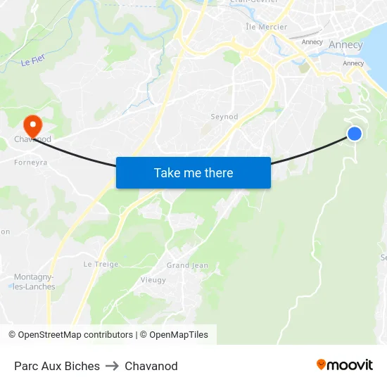 Parc Aux Biches to Chavanod map