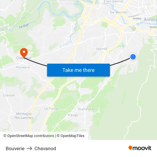 Bouverie to Chavanod map