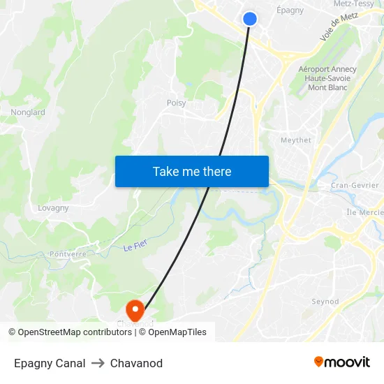 Epagny Canal to Chavanod map