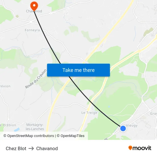 Chez Blot to Chavanod map