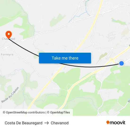 Costa De Beauregard to Chavanod map