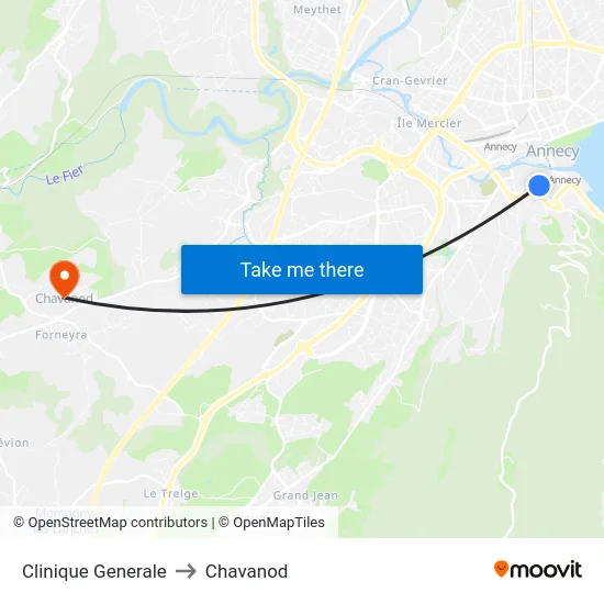 Clinique Generale to Chavanod map