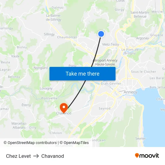 Chez Levet to Chavanod map