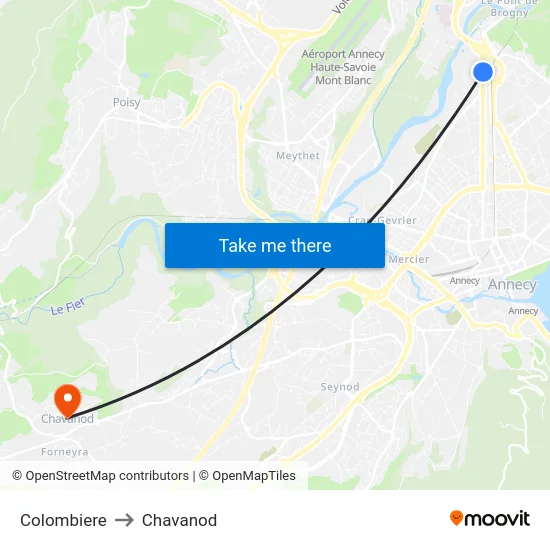 Colombiere to Chavanod map