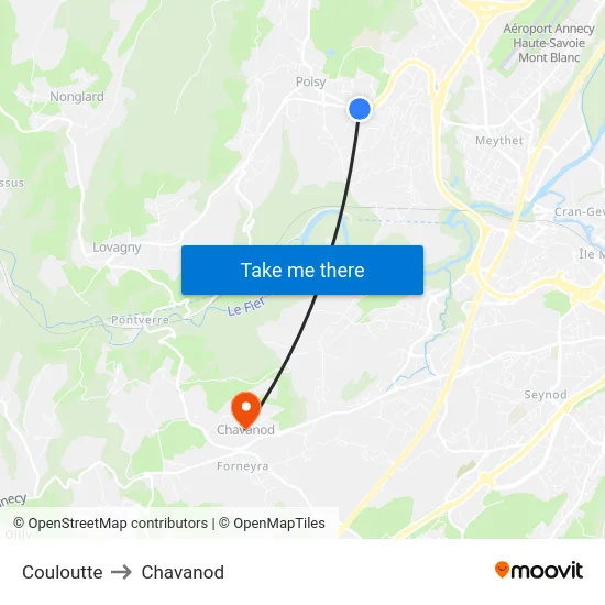 Couloutte to Chavanod map