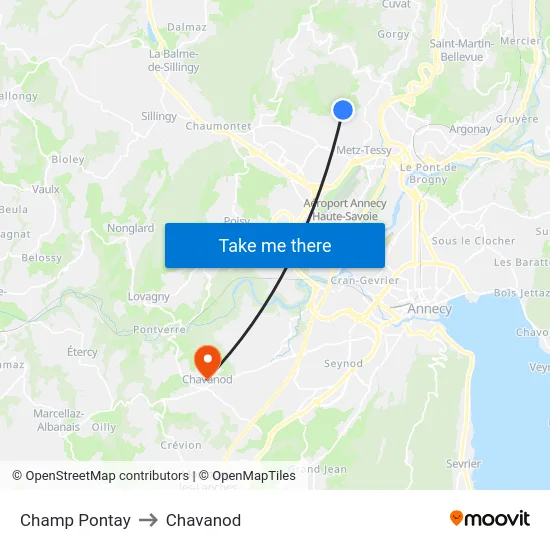 Champ Pontay to Chavanod map