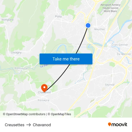 Creusettes to Chavanod map