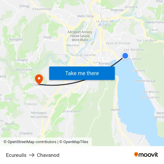 Ecureuils to Chavanod map