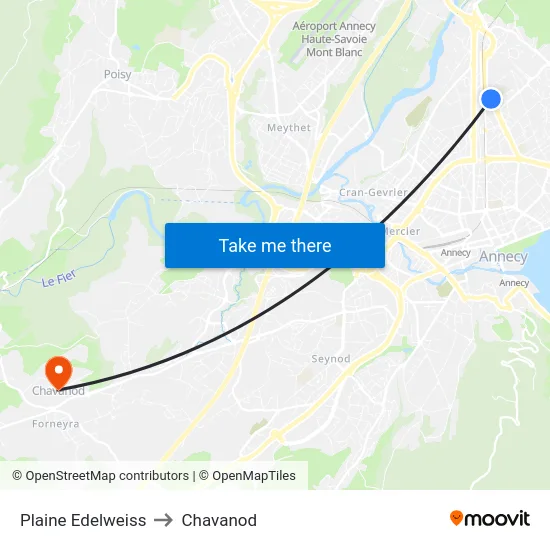 Plaine Edelweiss to Chavanod map