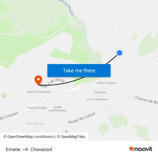 Emelie to Chavanod map