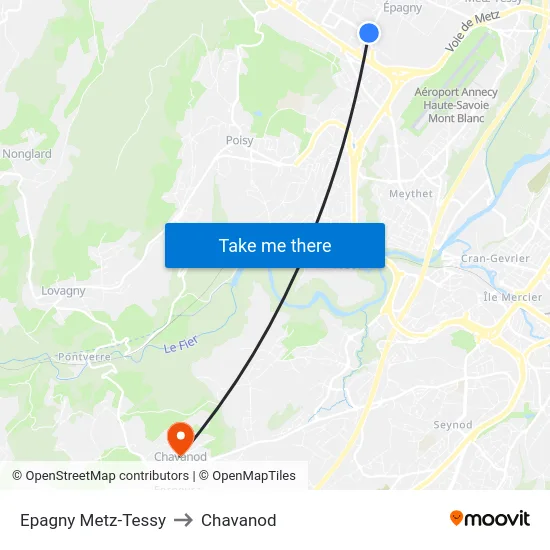 Epagny Metz-Tessy to Chavanod map