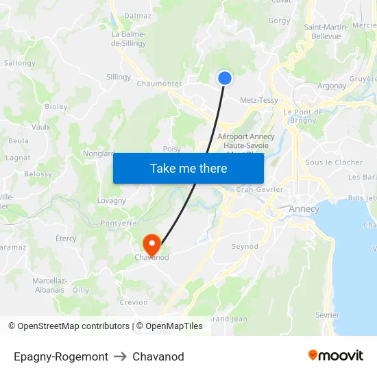 Epagny-Rogemont to Chavanod map