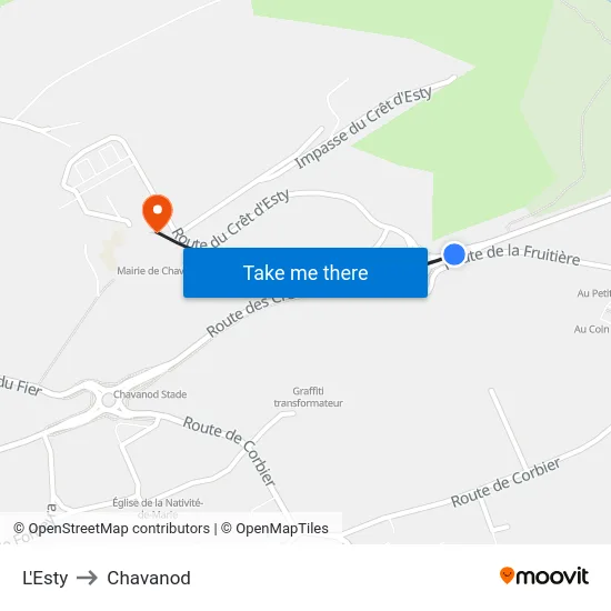 L'Esty to Chavanod map