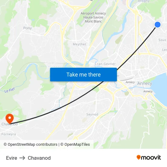 Evire to Chavanod map