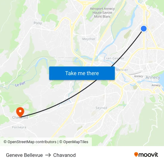 Geneve Bellevue to Chavanod map