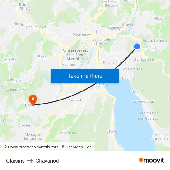 Glaisins to Chavanod map