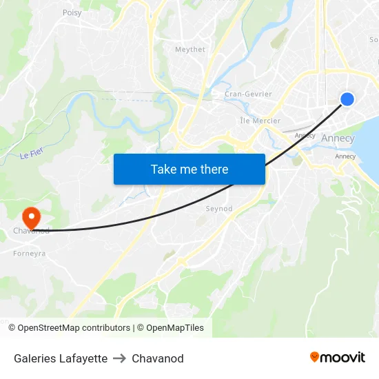 Galeries Lafayette to Chavanod map