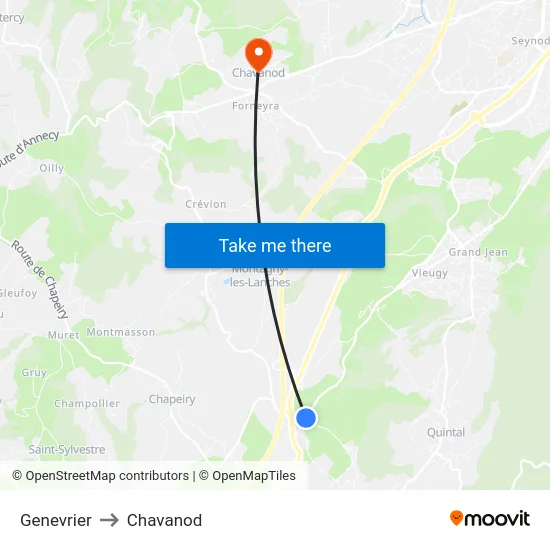 Genevrier to Chavanod map