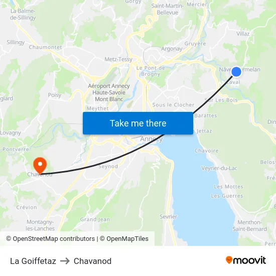 La Goiffetaz to Chavanod map