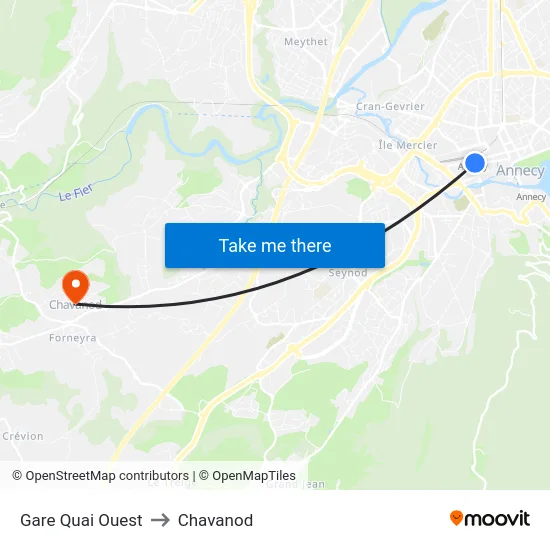 Gare Quai Ouest to Chavanod map