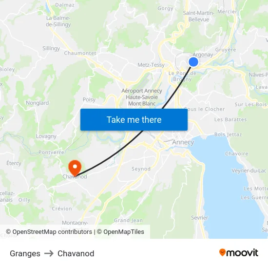 Granges to Chavanod map