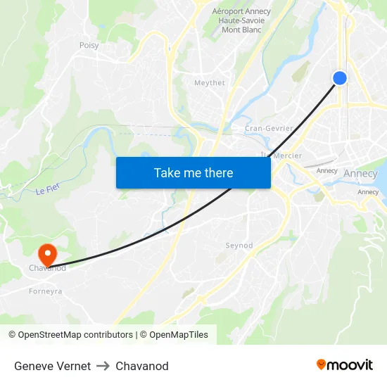Geneve Vernet to Chavanod map