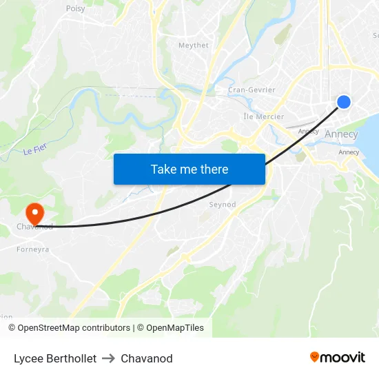 Lycee Berthollet to Chavanod map