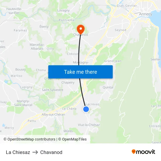 La Chiesaz to Chavanod map
