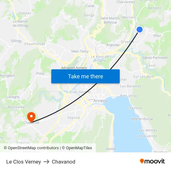 Le Clos Verney to Chavanod map