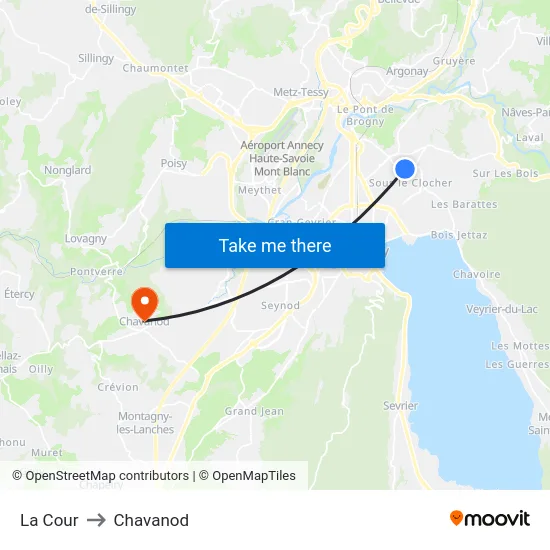 La Cour to Chavanod map