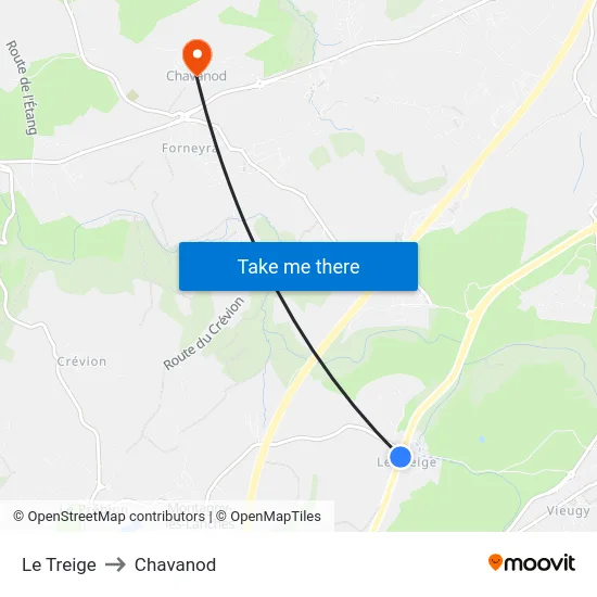 Le Treige to Chavanod map