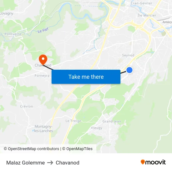 Malaz Golemme to Chavanod map