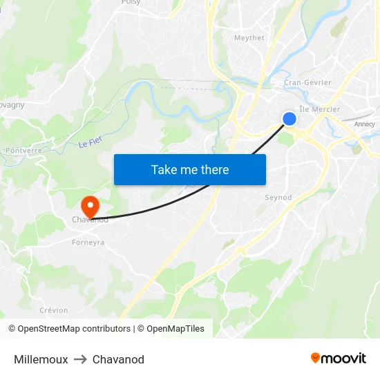 Millemoux to Chavanod map